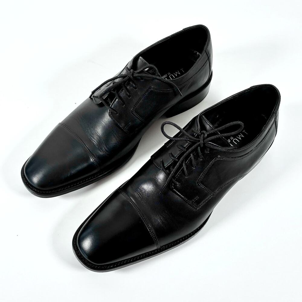 J. Murphy Men's Black Leather Cap Toe Lace Up Oxford Dress Shoe - Size US 11.5M